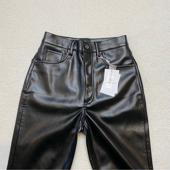 NEW Anine Bing Sonya Pant Black Faux Leather Slim Straight Fit Leg Trouser size - Picture 7 of 16
